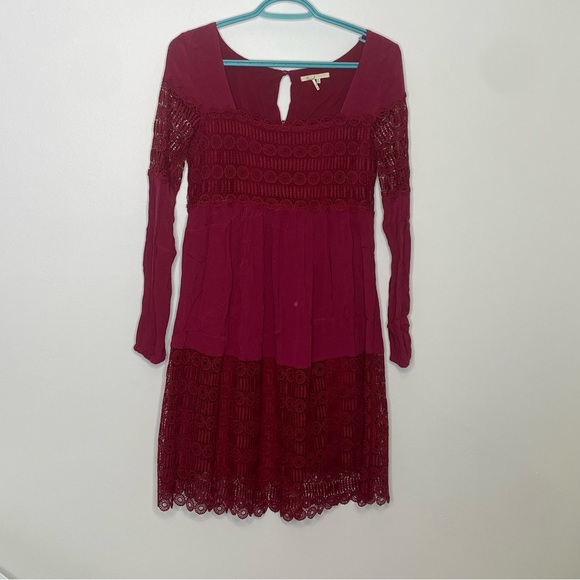 Anthropologie Floreat Wine Aveline Lace Crochet Dress Size 0 - Picture 8 of 16